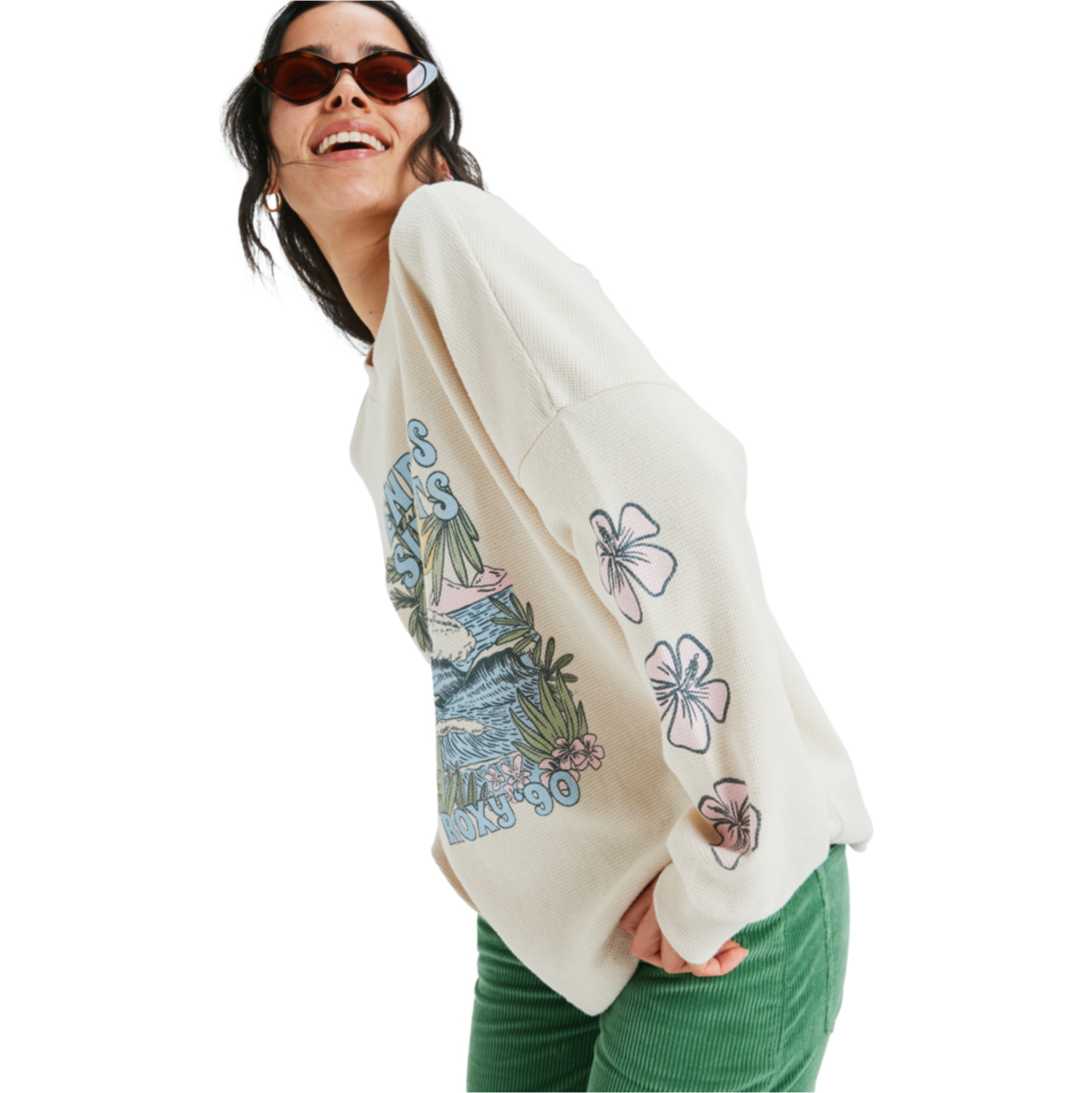 2025 Roxy Womens Eastside Midweight Long Sleeve T-Shirt ERJKT04357 - Parchment